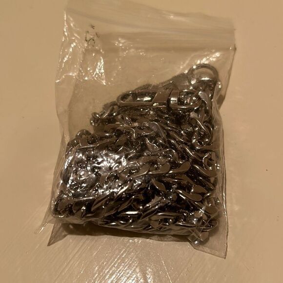 Unbranded 50" Attachable Long Wallet Crossbody Chain Cuban Silver Link New - Picture 8 of 8